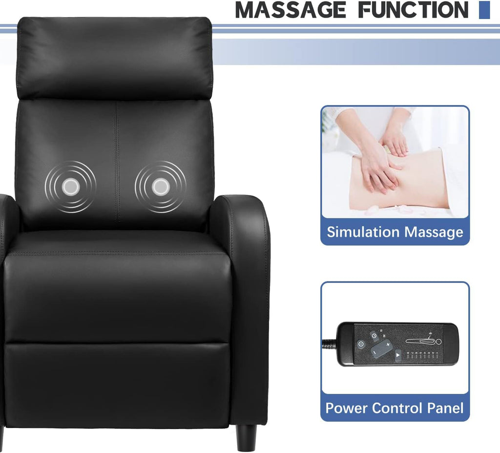 Black PU Leather Winback Massage Recliner Chair