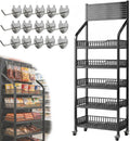 Black Rolling 5-Tier Candy Snack Display Rack