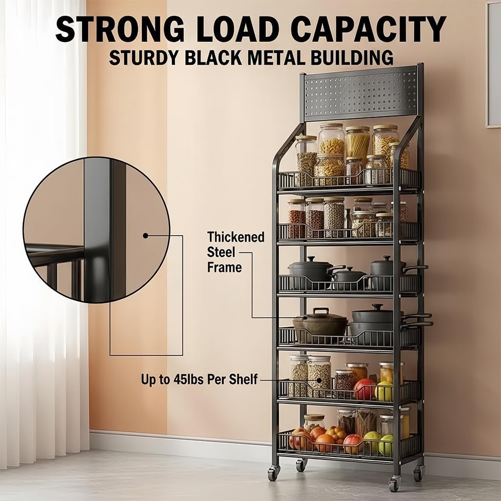 Black Rolling 5-Tier Candy Snack Display Rack