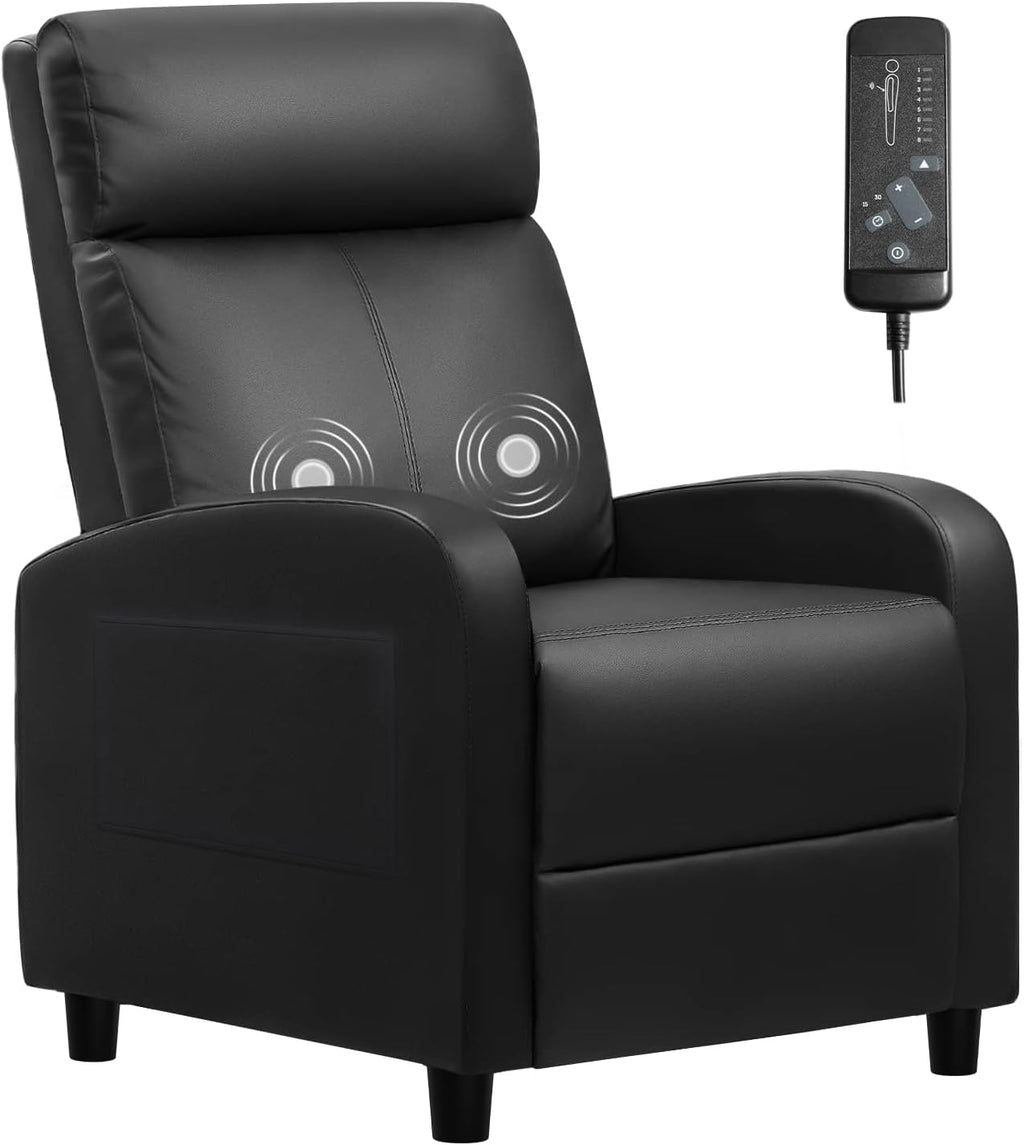Black PU Leather Winback Massage Recliner Chair