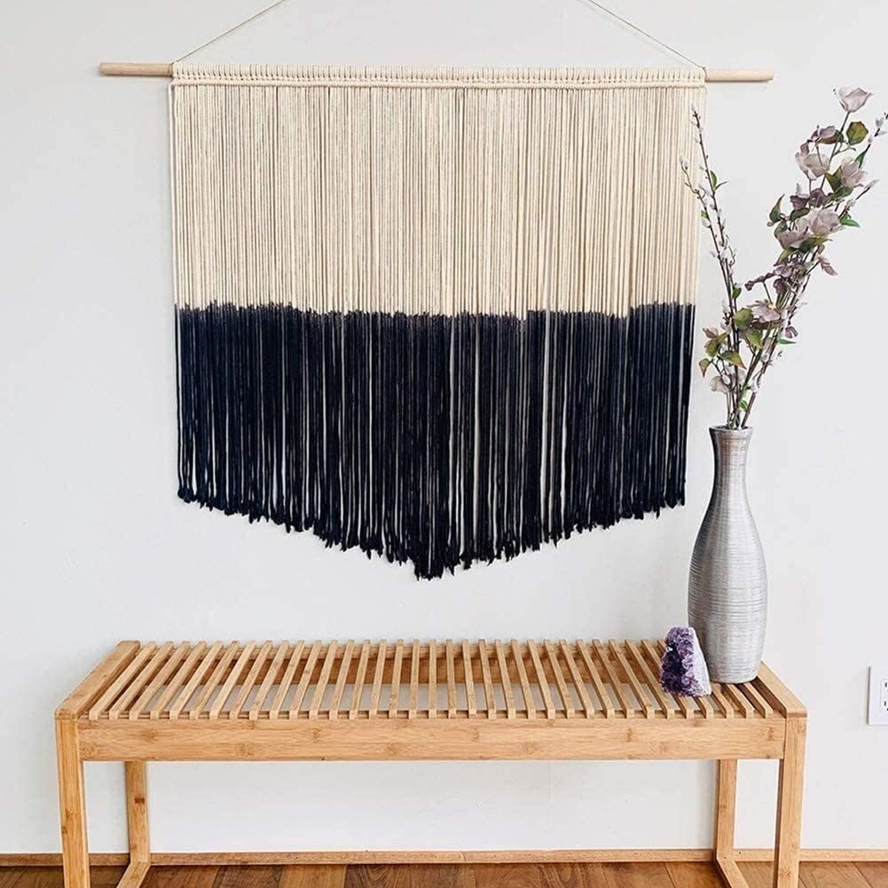 Wave Pattern Fringe Macrame Boho Wall Tapestry