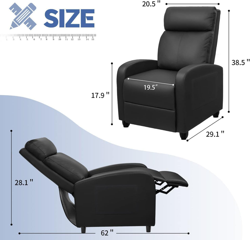 Black PU Leather Winback Massage Recliner Chair