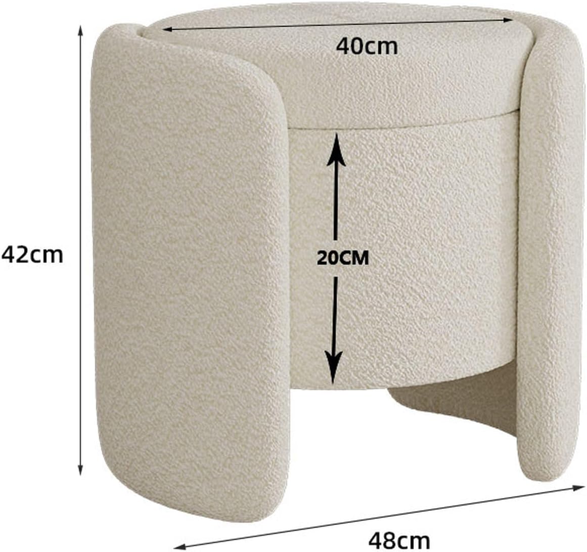 Boucle Round Storage Ottoman Stool