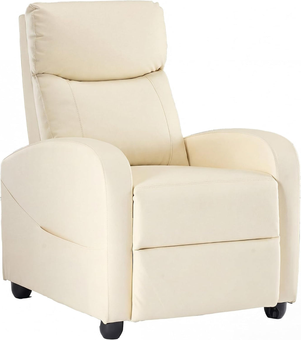 Beige Fabric Massage Recliner Chair for Small Spaces