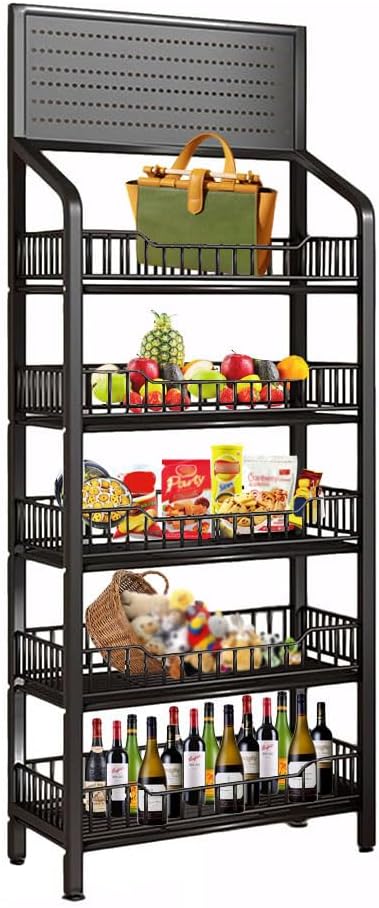 Black Rolling 5-Tier Snack Display Rack