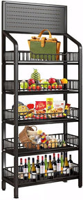 Black Rolling 5-Tier Snack Display Rack