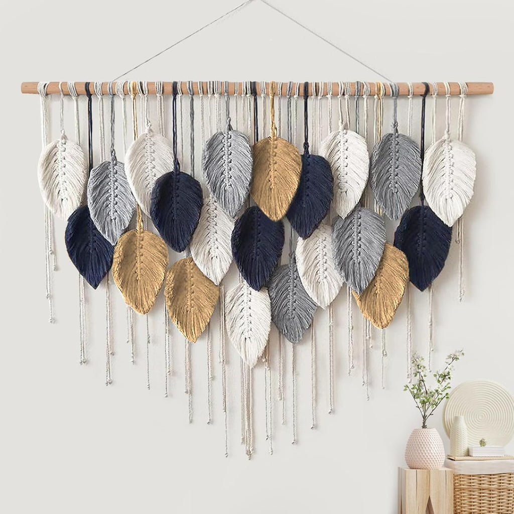 Leaf Feather Large Boho Macrame Wall Hanging
