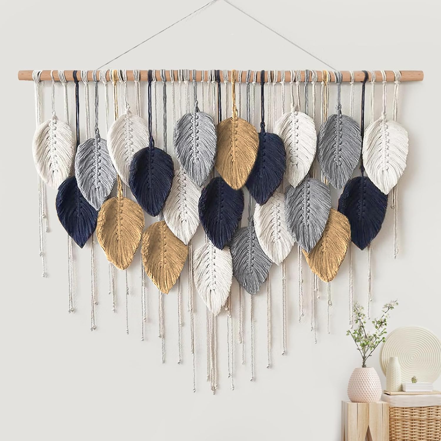 Leaf Feather Large Boho Macrame Wall Hanging