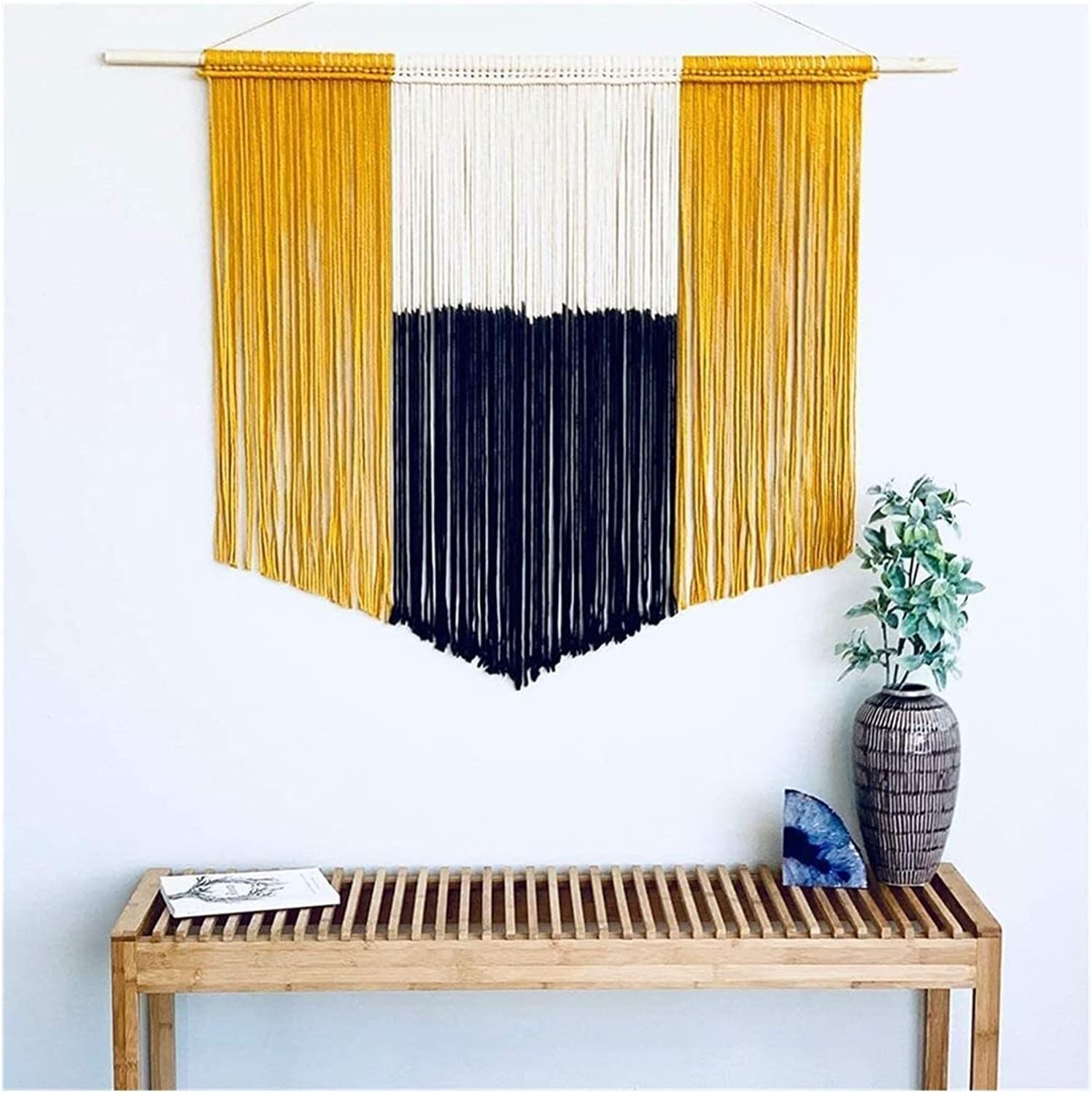 Wave Pattern Fringe Macrame Boho Wall Tapestry