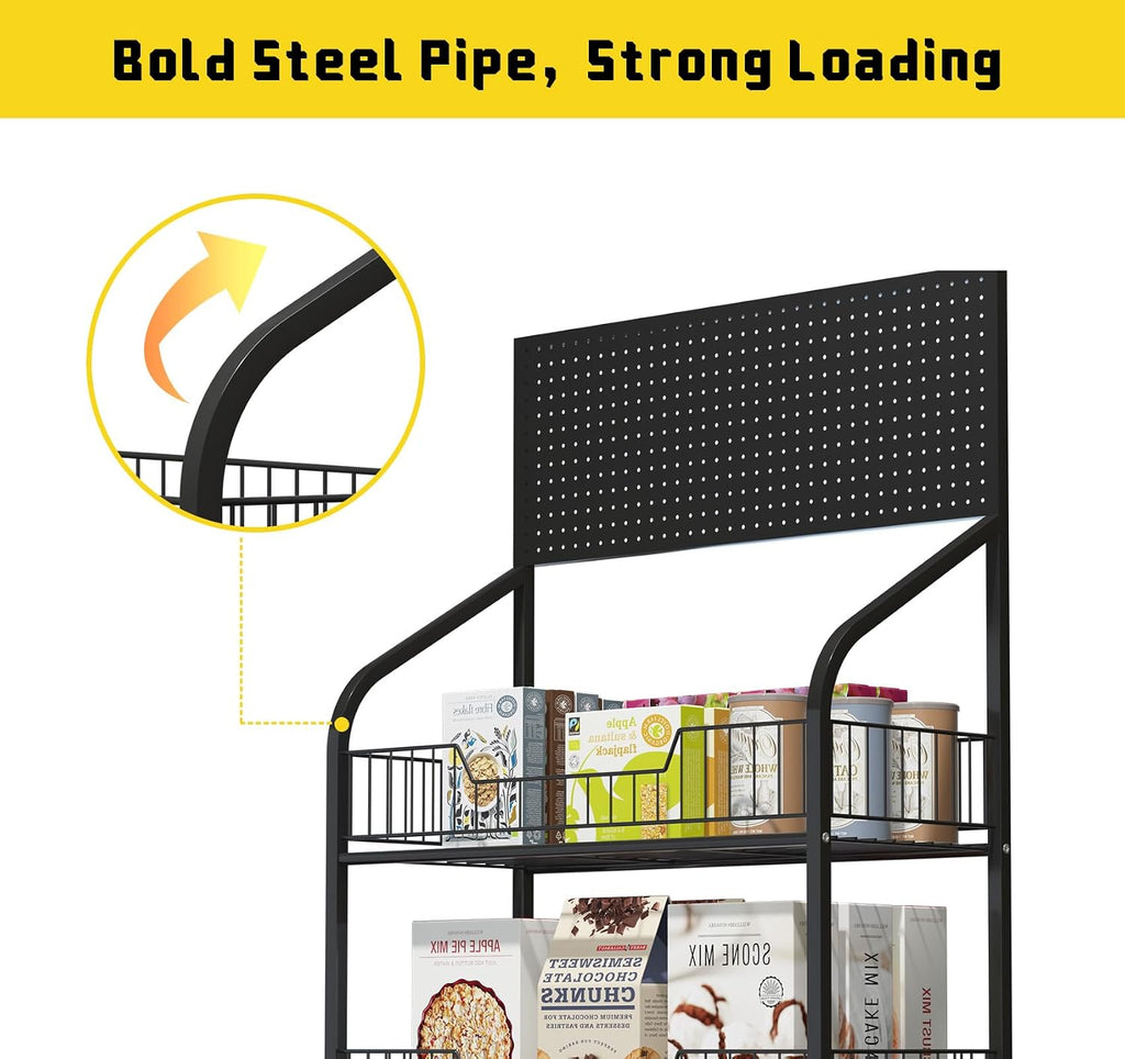 Rolling 5-Tier Metal Snack Display Rack