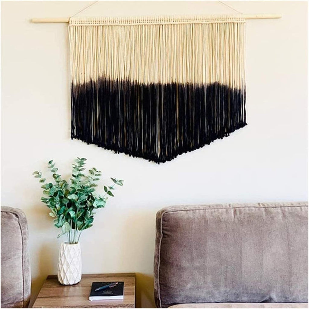 Wave Pattern Fringe Macrame Boho Wall Tapestry