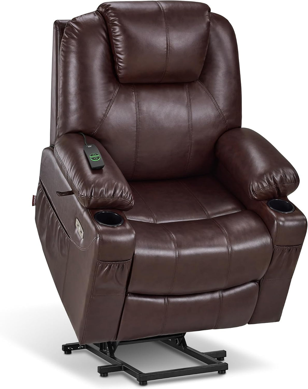 Dark Brown Faux Leather Power Lift Massage Recliner Chair