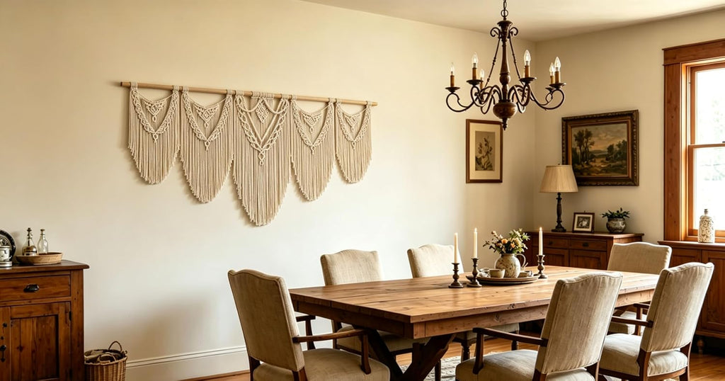 Oversized Beige Fringe Macrame Wall Hanging