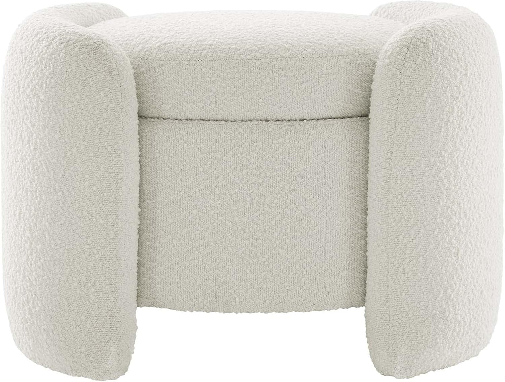 Boucle Round Storage Ottoman Stool