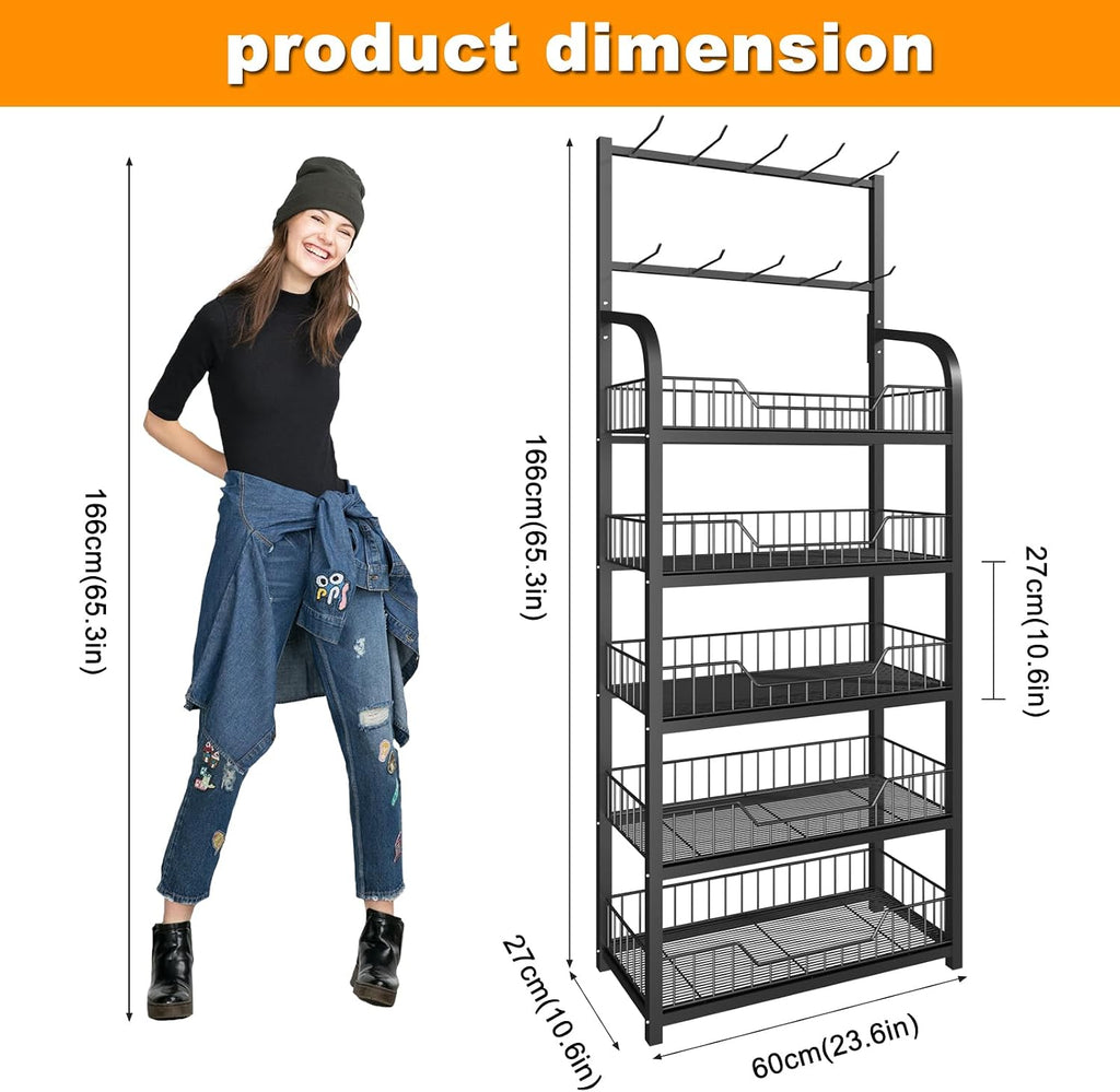 5-Tier Hooked Retail Snack Display Rack