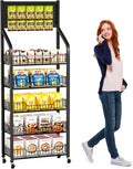 Black Rolling 5-Tier Snack Display Rack