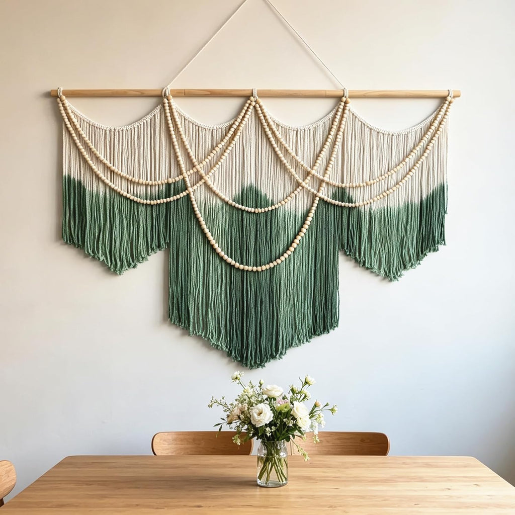 Green Tie-Dye Large Macrame Wall Hanging