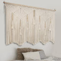 Beige Large Macrame Wall Hanging with Rod
