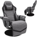 Gray Fabric Racing Gaming Recliner with Footrest