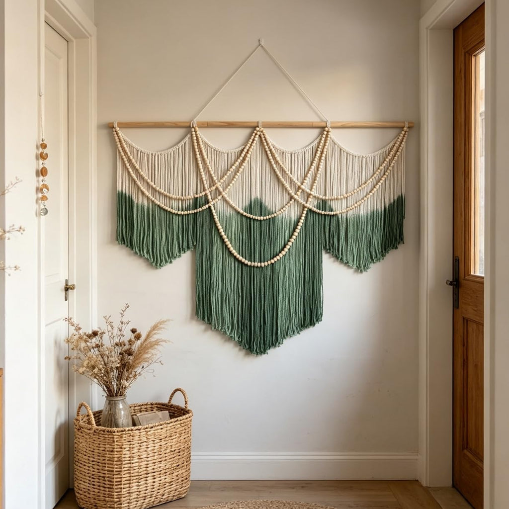 Green Tie-Dye Large Macrame Wall Hanging
