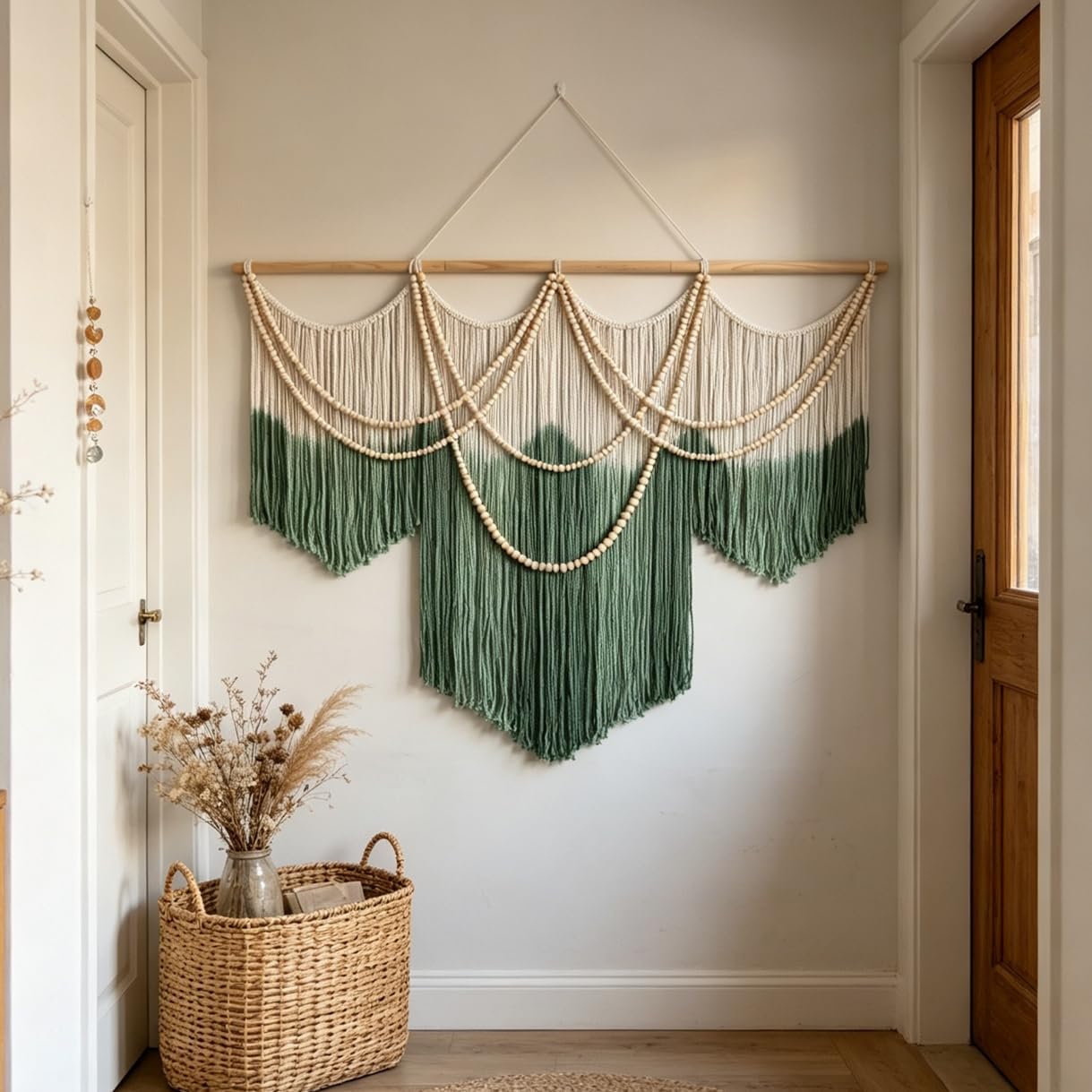 Green Tie-Dye Large Macrame Wall Hanging