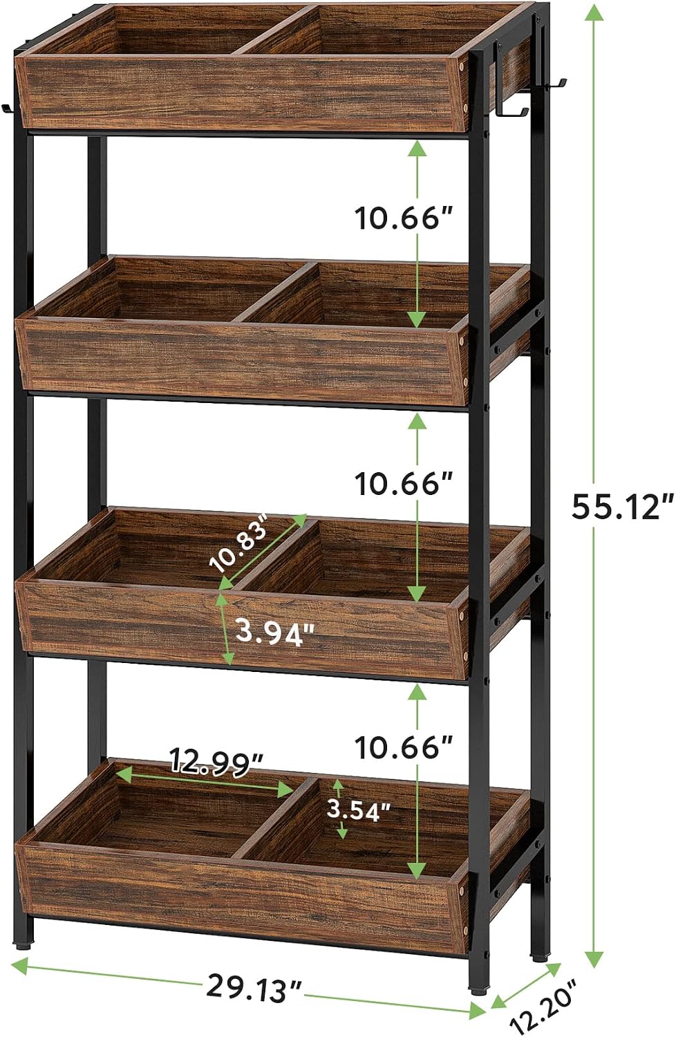4-Tier Hooked Snack Display Rack