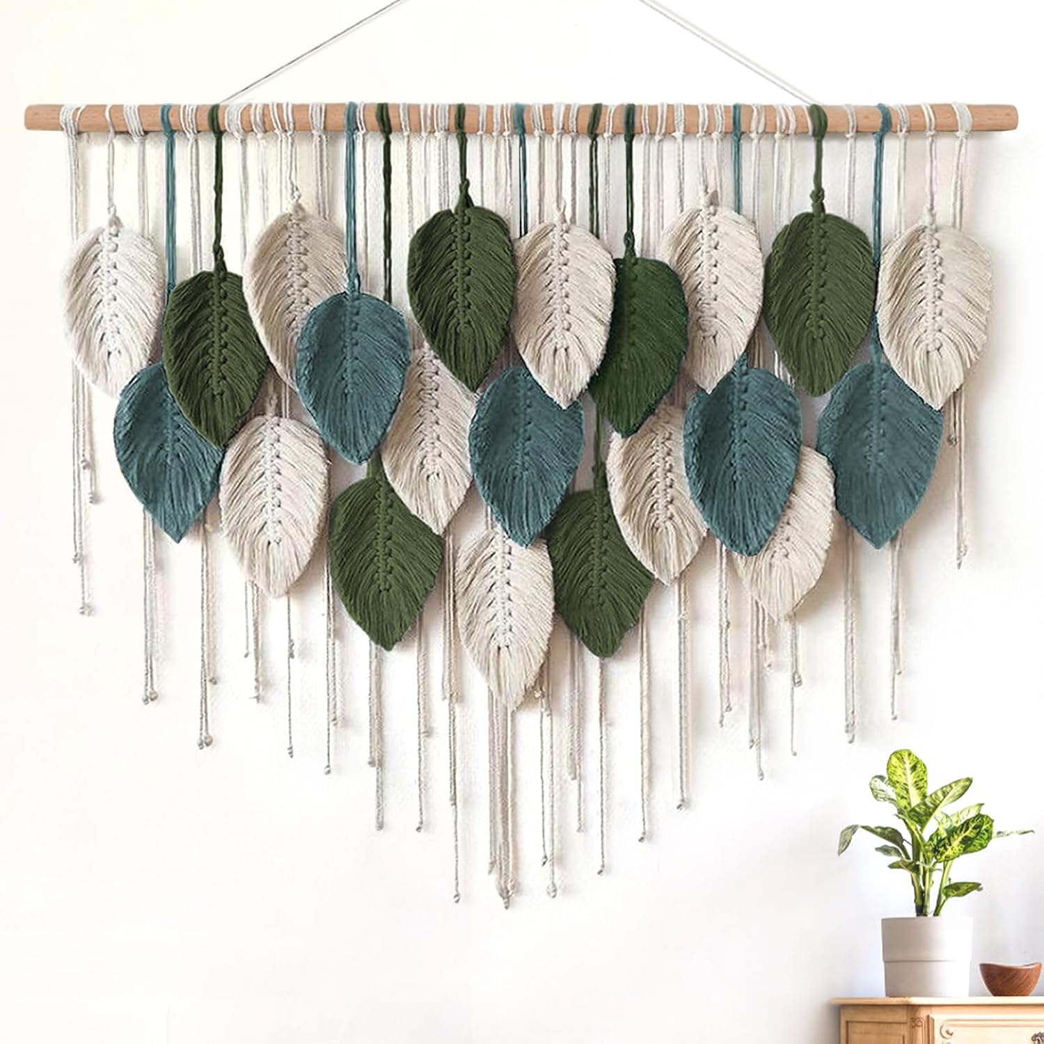Large Leaf Macrame Boho Wall Hanging