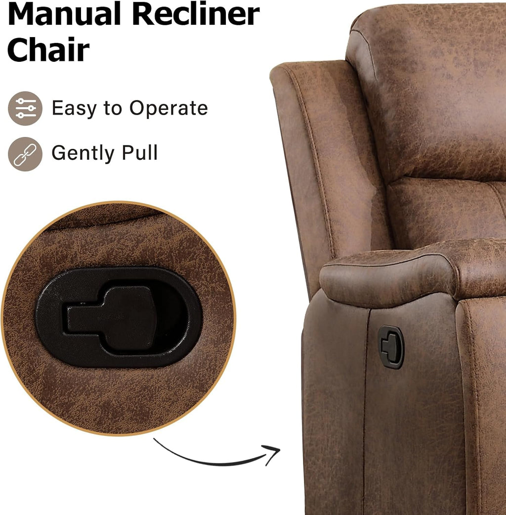 Nut Brown Classic Manual Leather Recliner Chair