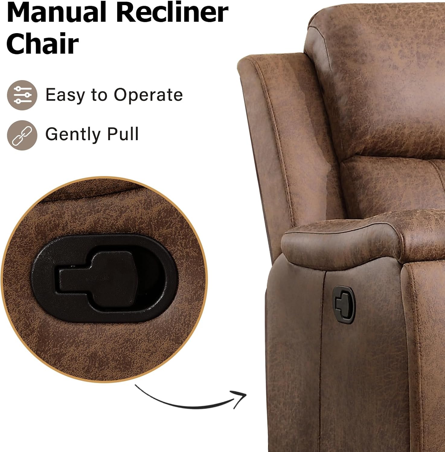 Nut Brown Classic Manual Leather Recliner Chair