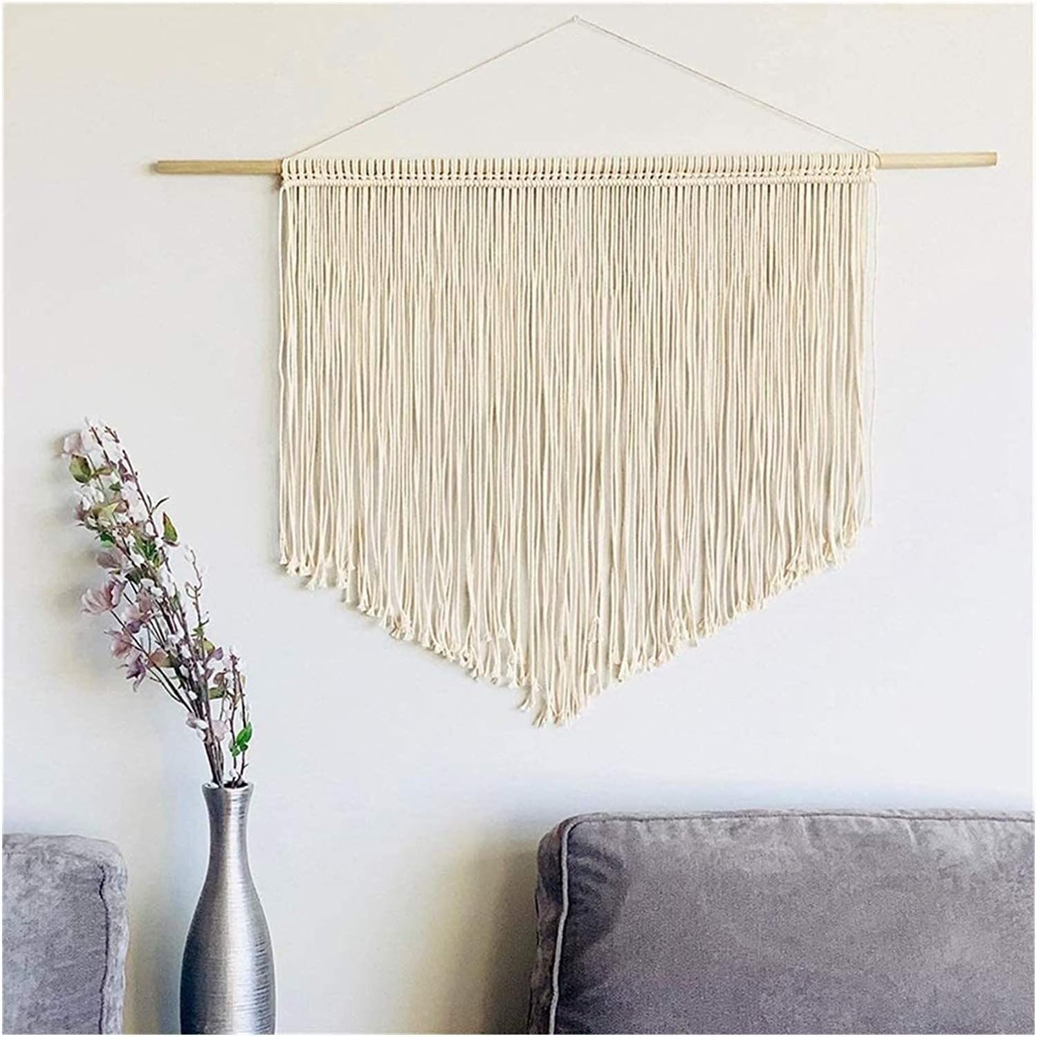 Wave Pattern Fringe Macrame Boho Wall Tapestry
