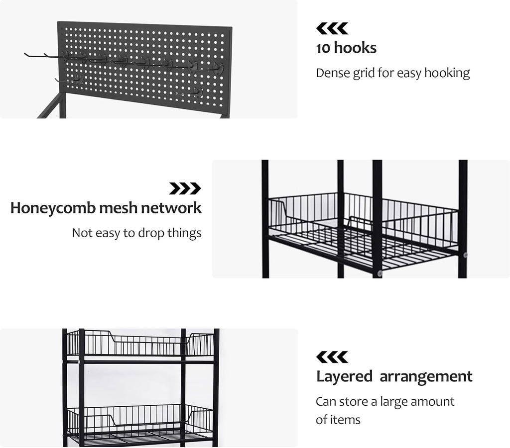 Black 4-Tier Rolling Snack Display Rack