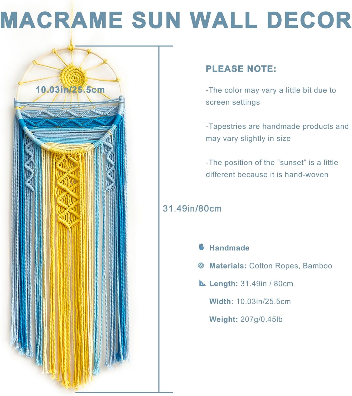 2-Pack Blue Sun Macrame Wall Tapestry