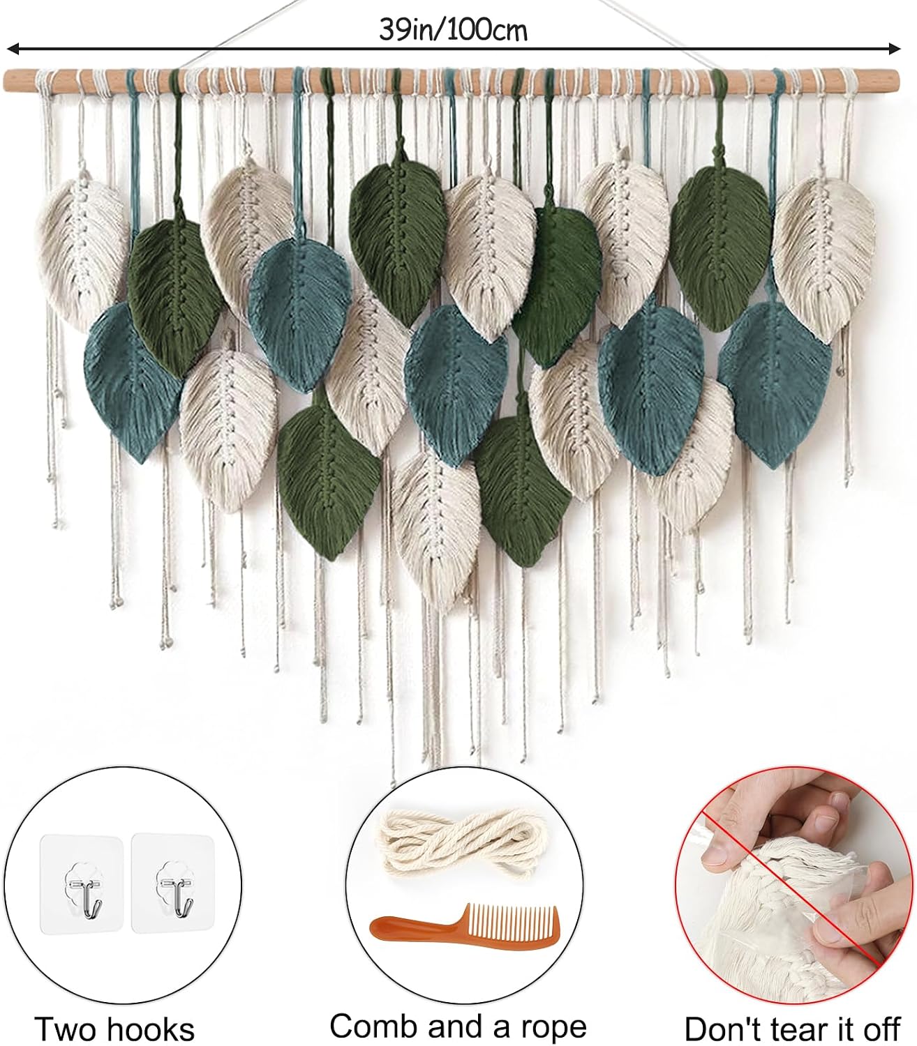 Large Leaf Macrame Boho Wall Hanging
