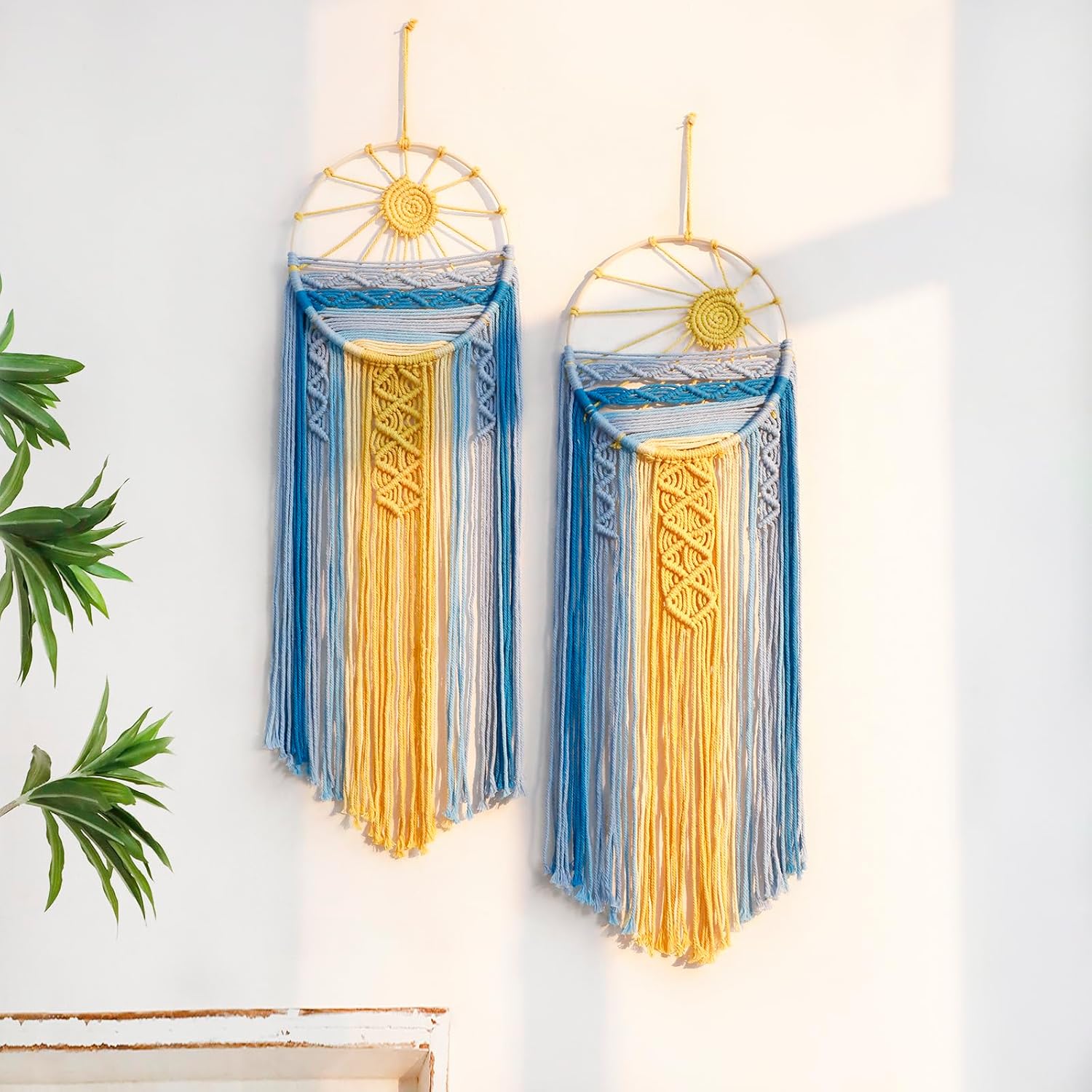 2-Pack Blue Sun Macrame Wall Tapestry