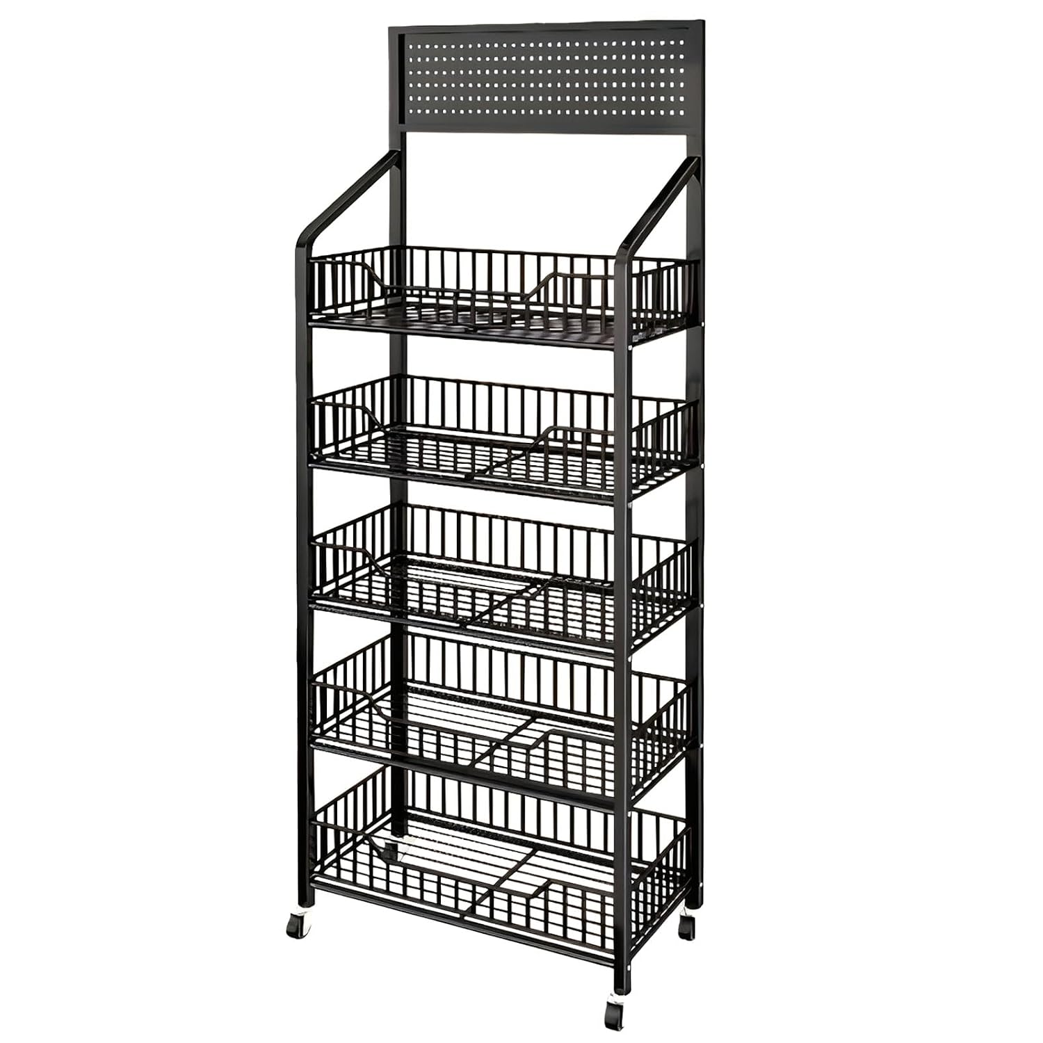 Black Rolling 5-Tier Snack Display Stand