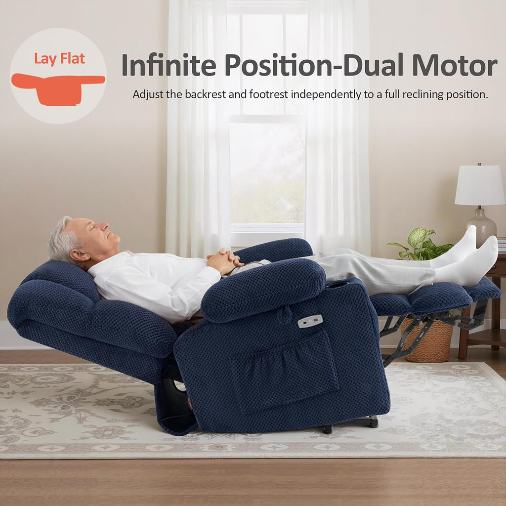 Blue Dual Motor Lift Massage Recliner