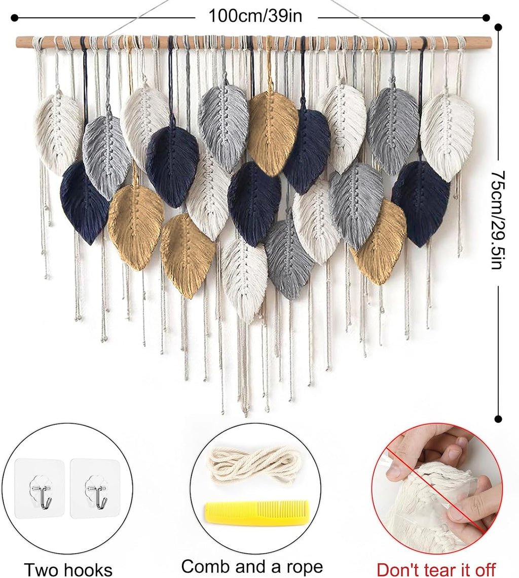 Leaf Feather Large Boho Macrame Wall Hanging