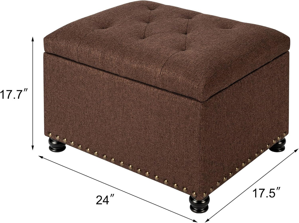 Coffee Brown Tufted Storage Ottoman