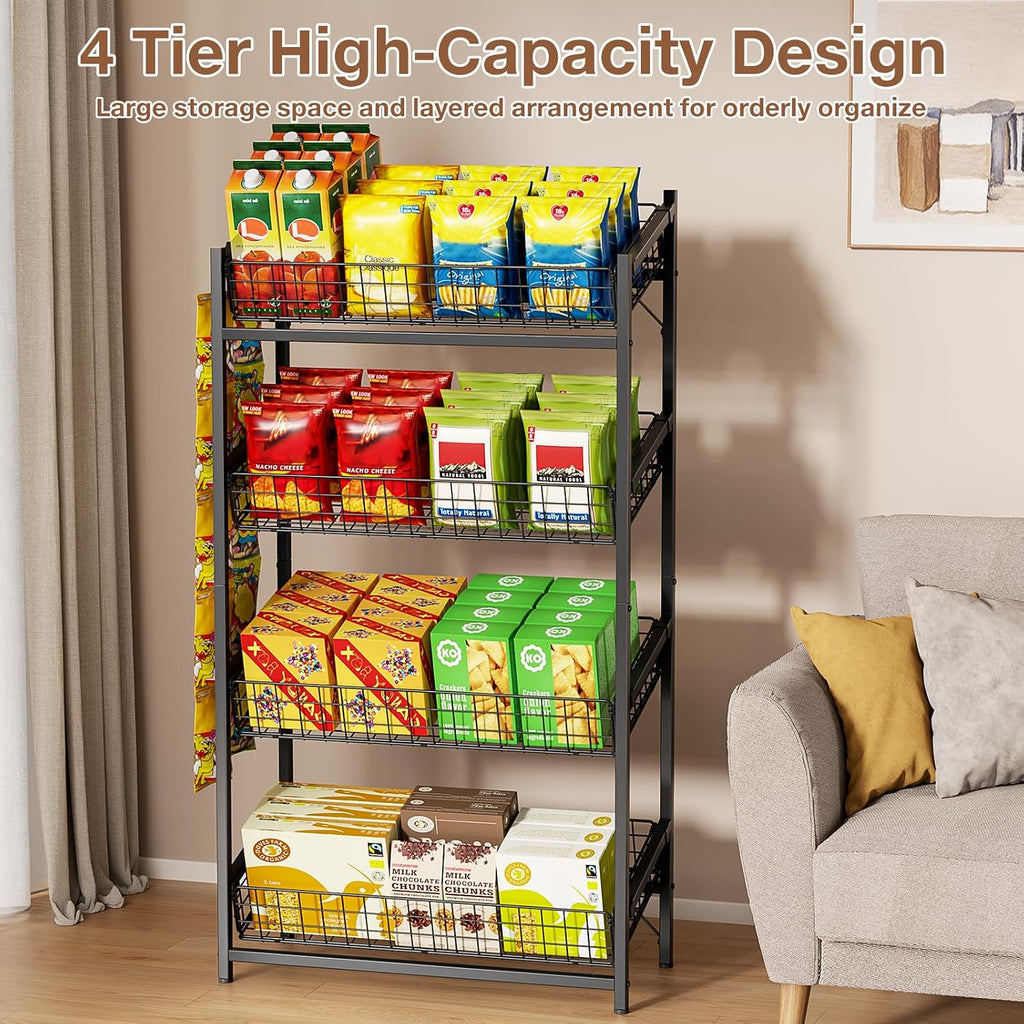 4-Tier Metal Snack Display Rack