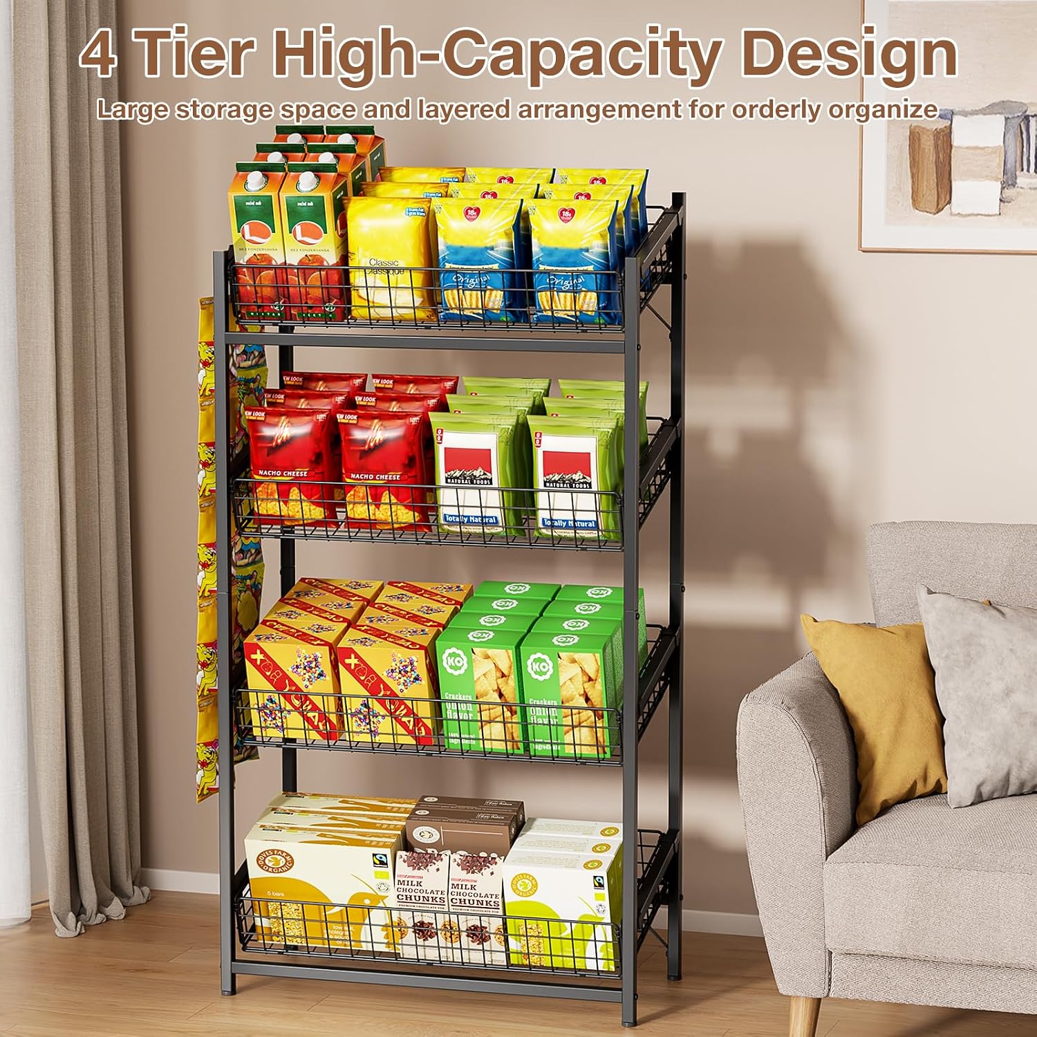 4-Tier Metal Snack Display Rack