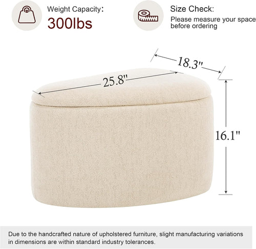 Beige Linen Triangle Storage Ottoman