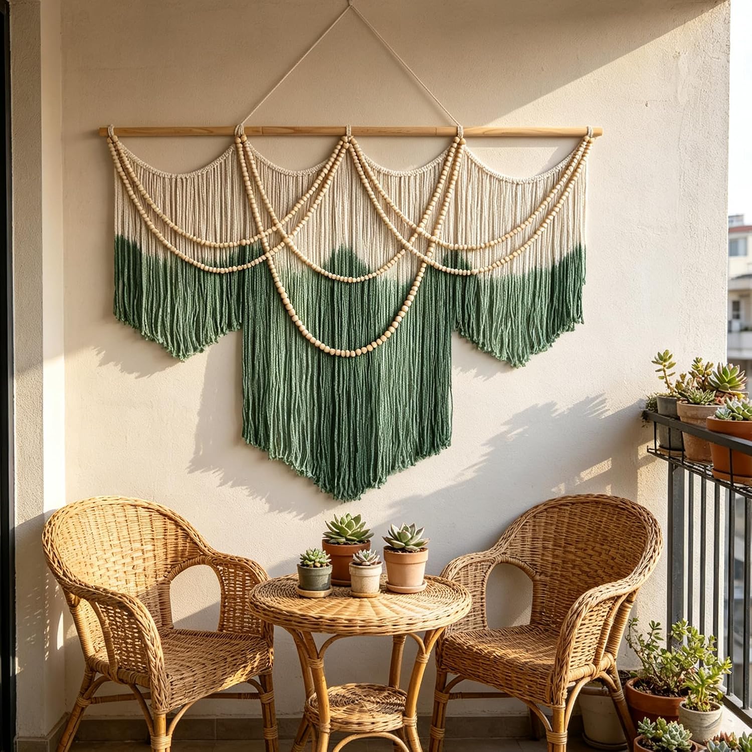 Green Tie-Dye Large Macrame Wall Hanging