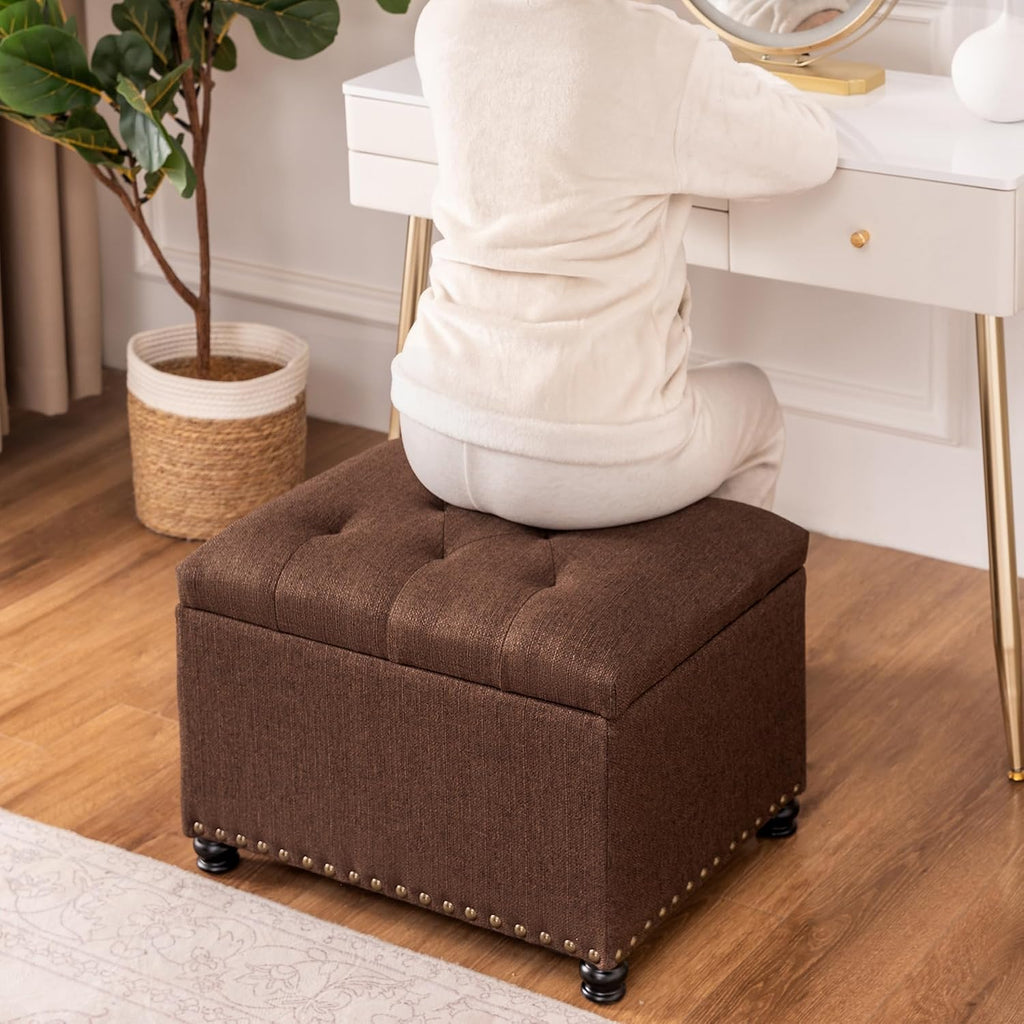 Coffee Brown Tufted Storage Ottoman