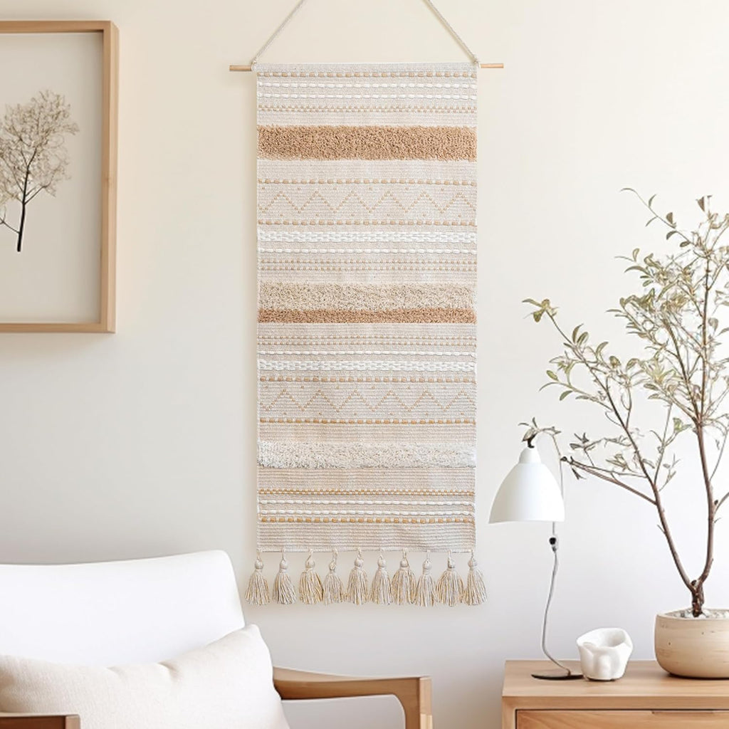 Cream Vertical Tassel Macrame Wall Hanging