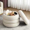 Off-White Boucle Round Storage Ottoman