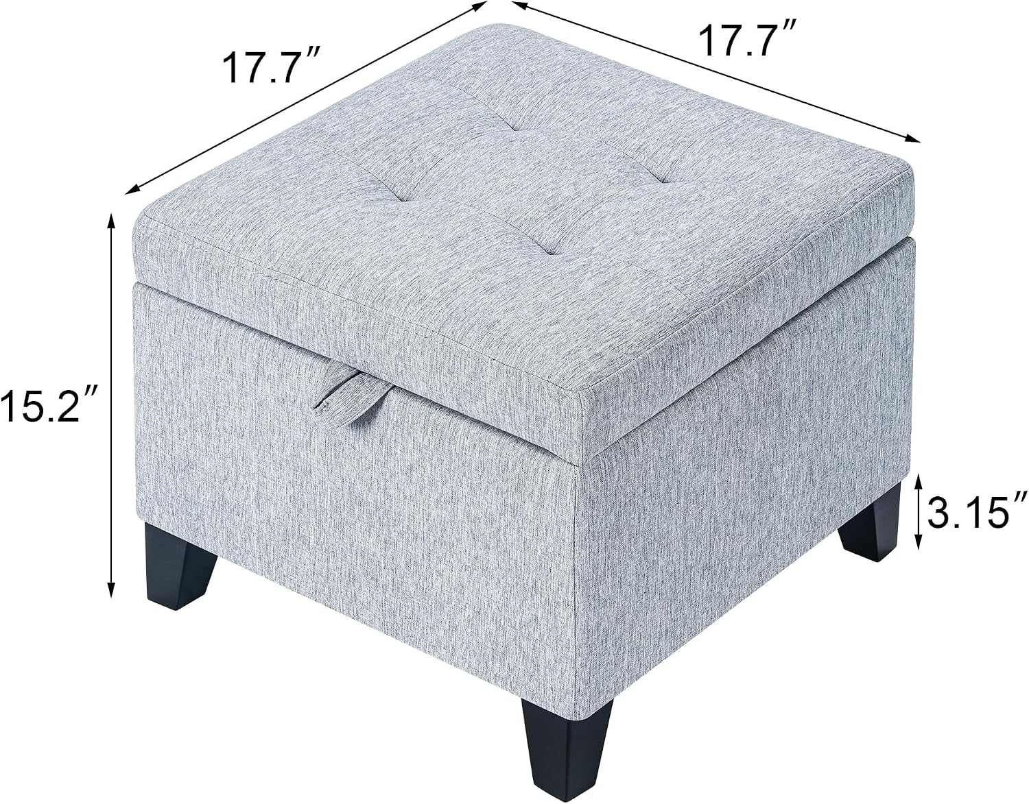Ice Grey Linen Storage Ottoman
