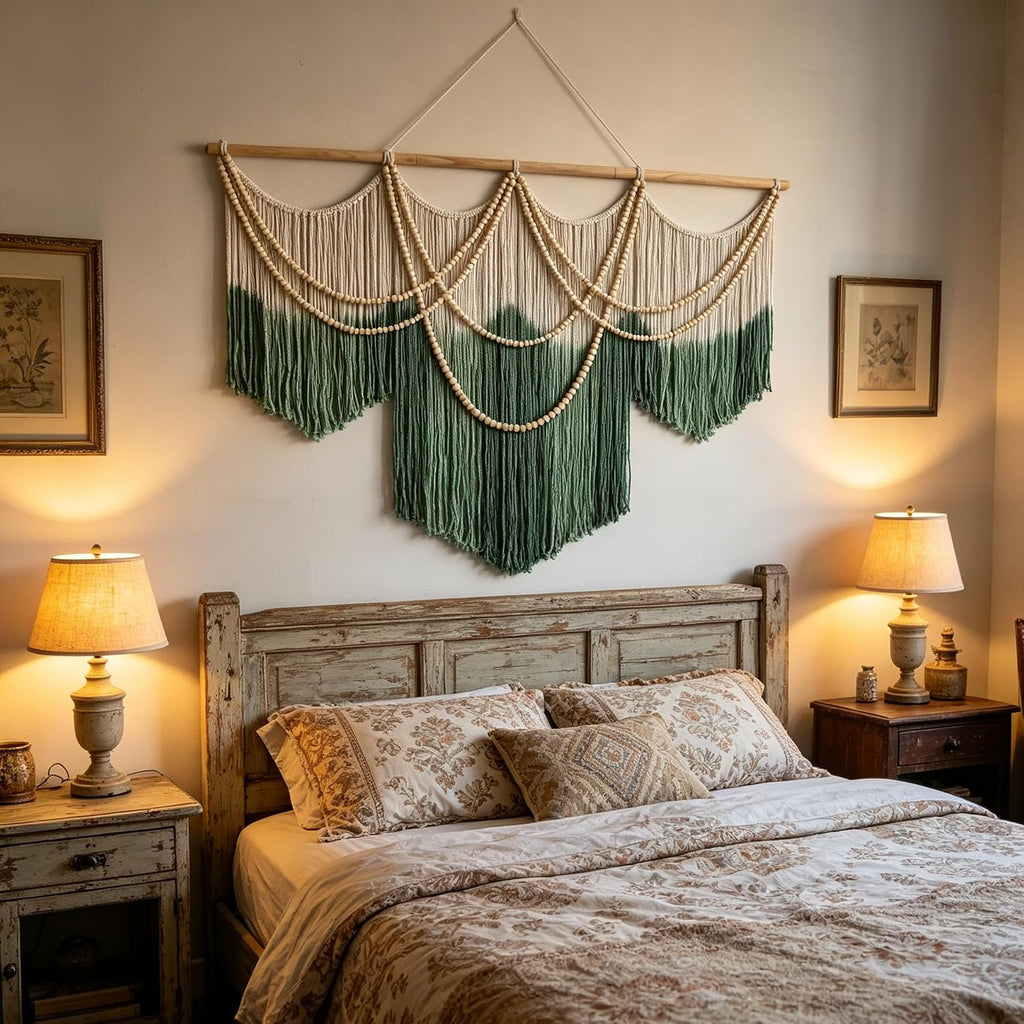 Green Tie-Dye Large Macrame Wall Hanging
