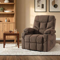 Brown Fabric Extended Footrest Power Lift Recliner Chair