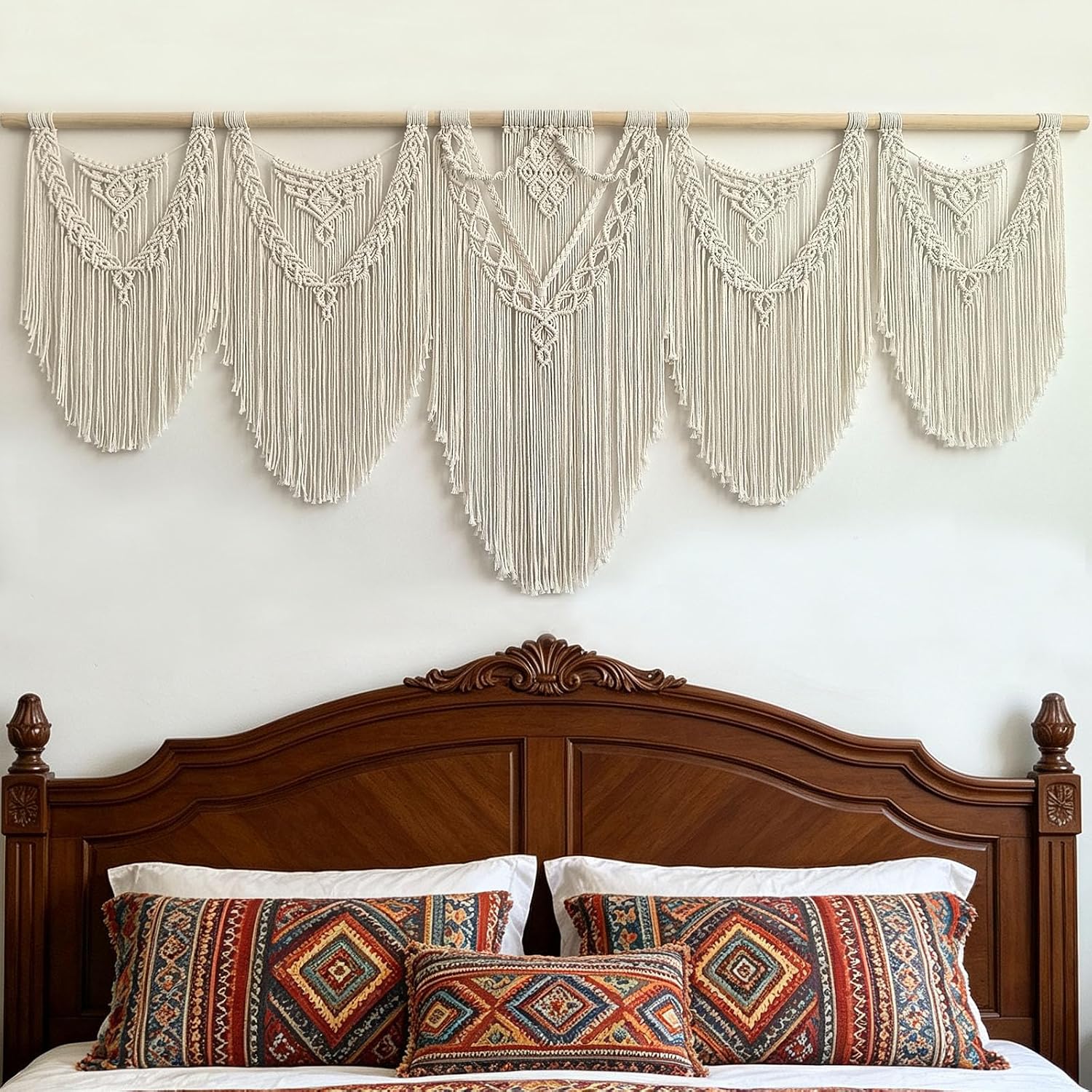 Oversized Beige Fringe Macrame Wall Hanging
