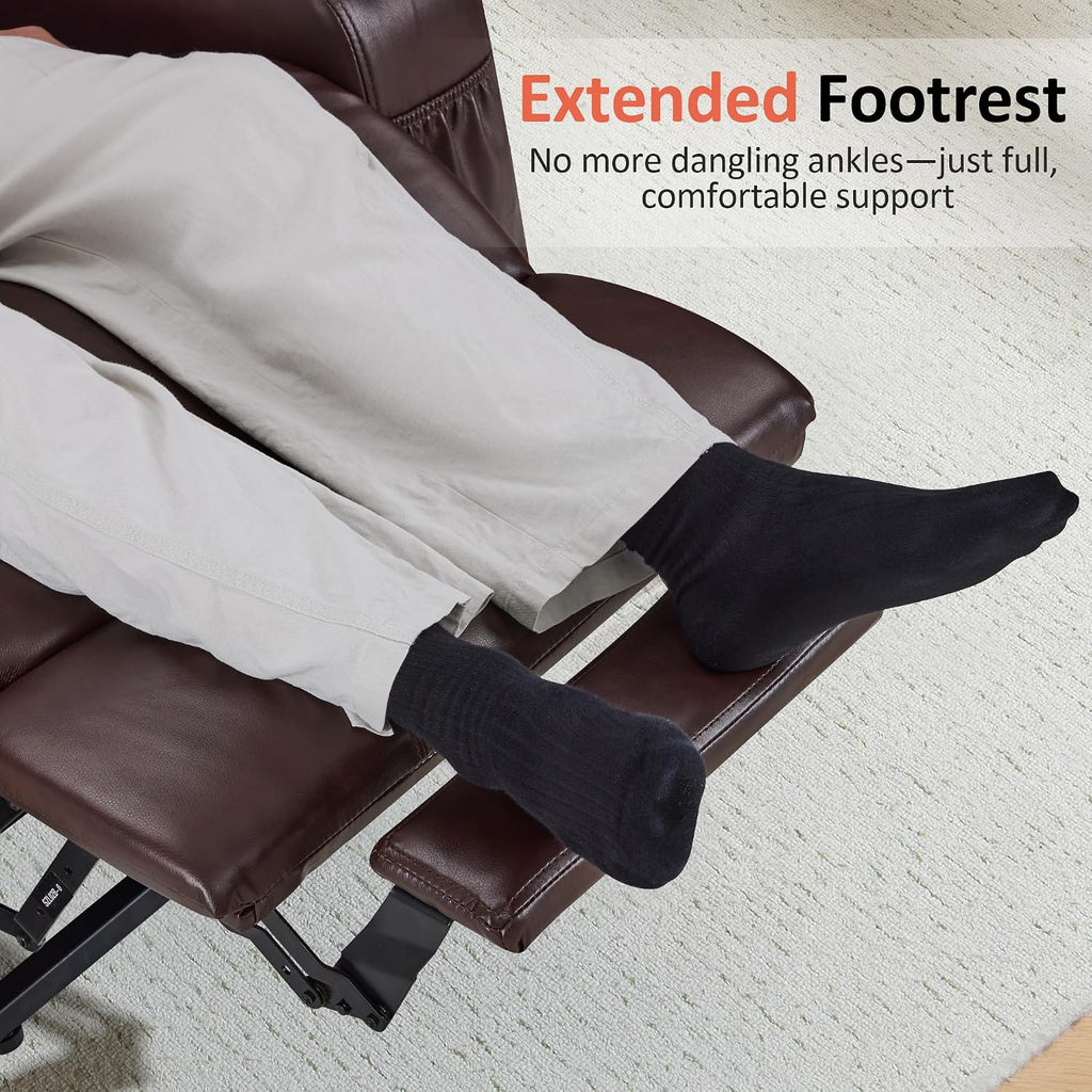 Dark Brown Faux Leather Power Lift Massage Recliner Chair